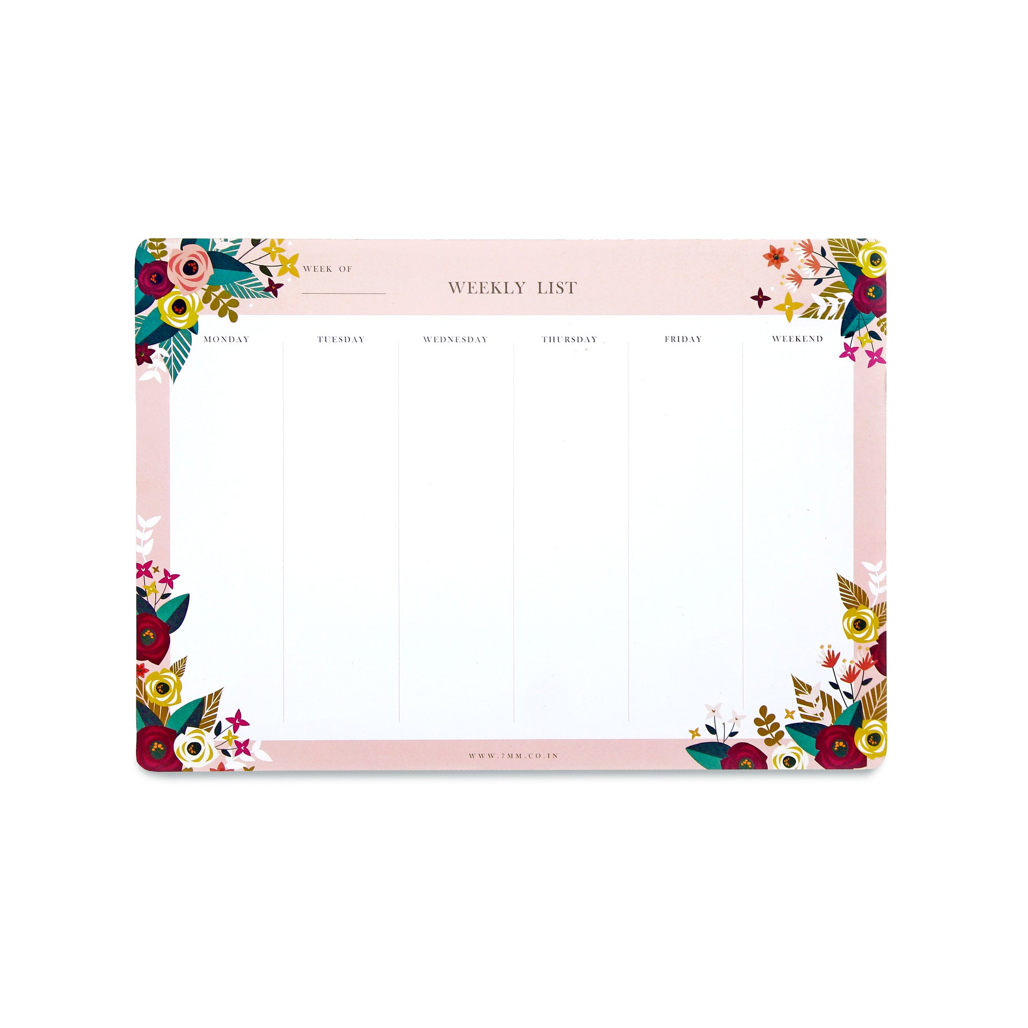 Weekly Deskpad (Blossoms) - 7mm - Fine Paper Stationery