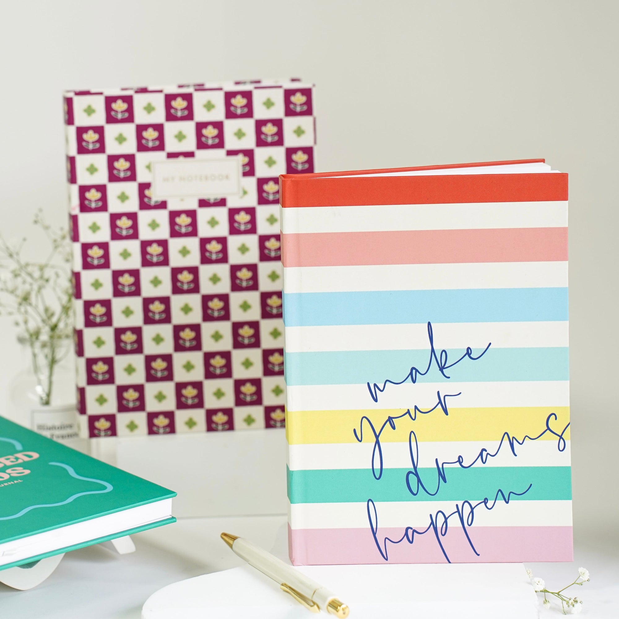 7mm A5 sized notebooks are available in ruled &amp; dot grid which can be personalized.