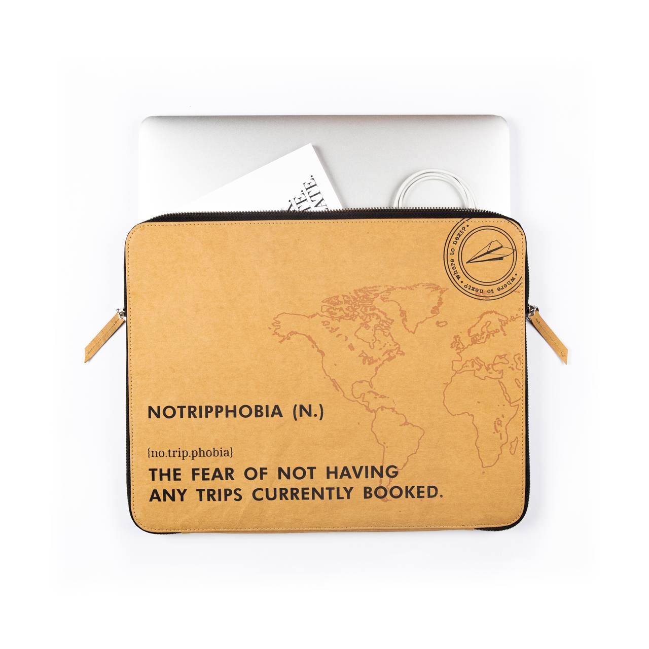 Laptop Sleeve: No Trip Phobia (Kraft) - 7mm - Fine Paper Stationery